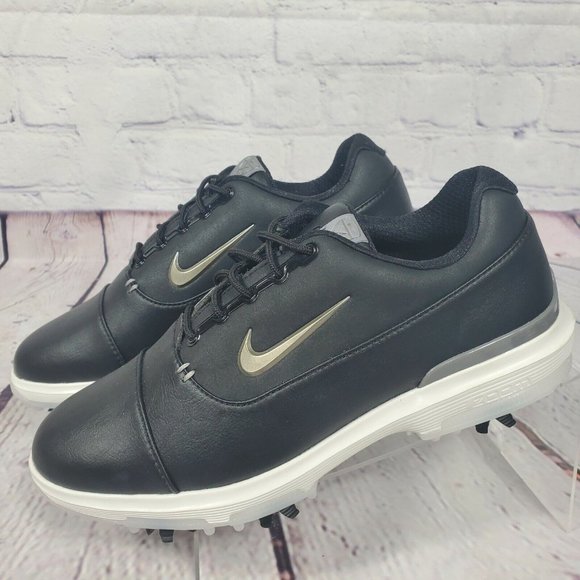 Nike Golf Shoes Mens 7.5 Black Air Zoom Victory Pro Leather silver Swoosh Logo - Picture 4 of 8
